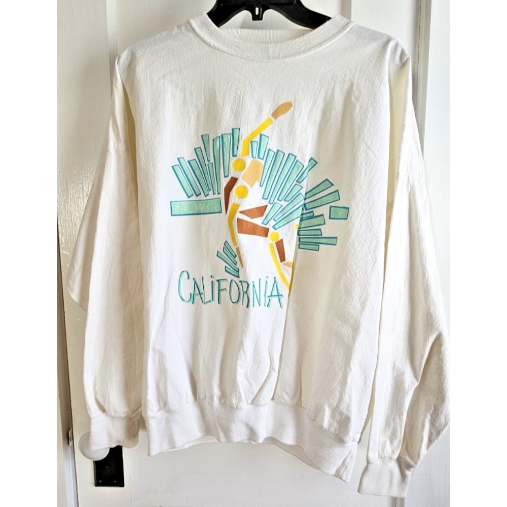 Vtg DESERT SPORTSWEAR 100% cotton " CALIFONIA "‎ 3D print long sleeves L